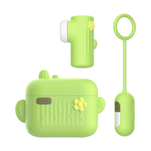 Вакуумный клиторальный стимулятор-вибратор 2 в 1 I’MCUM Secret AirPods в форме кейса для наушников (зелёный)