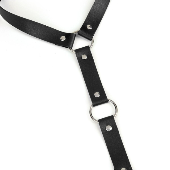 Портупея від шиї до запʼястя I’MCUM Neck to Wrist Bondage з наручниками за спиною колір чорний