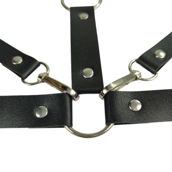 Портупея від шиї до запʼястя I’MCUM Neck to Wrist Bondage з наручниками за спиною колір чорний