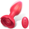 Анальна пробка I’MCUM Rose Plug з пультом управління 10 режимів вібрації колір червоний