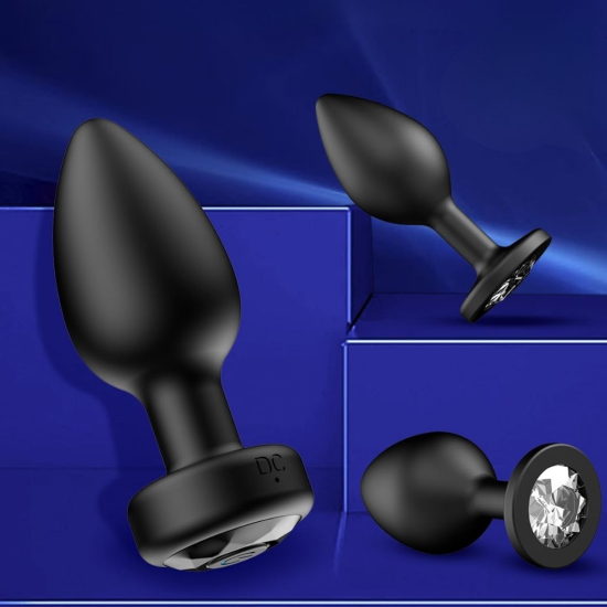 Анальна пробка I’MCUM Black Diamond з пультом управління 10 режимів вібрації колір чорний