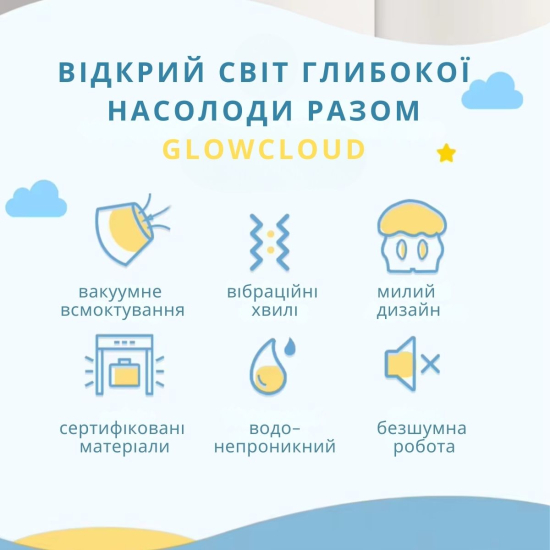 Вакуумний кліторальний стимулятор вібратор 2 в 1 I’MCUM GlowCloud (Хмаринка насолоди) у вигляді нічника