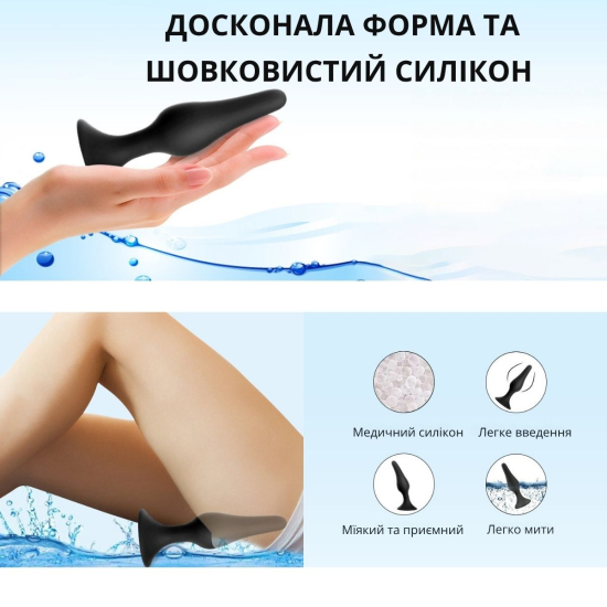 Набір анальних пробок I’MCUM Black Button з медичного силікону 4 шт. XL,L,M,S колір чорний
