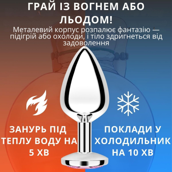 Металева анальна пробка I’MCUM Metal Anal Plug, розмір M колір блакитний