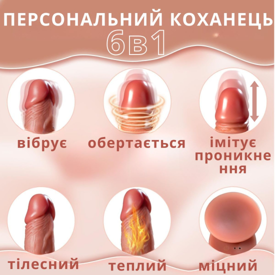 Фалоімітатор I’MCUM Pulse Play з імітацією поштовхів, 7 режимів вібрації, підігрів та пульт управління 
