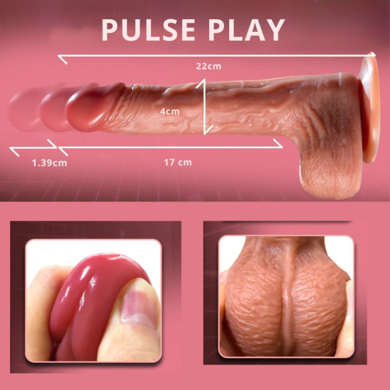 Фалоімітатор I’MCUM Pulse Play з імітацією поштовхів, 7 режимів вібрації, підігрів та пульт управління 
