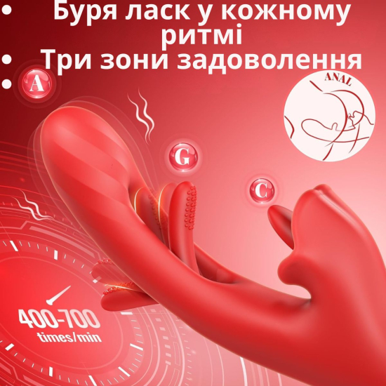 Вібратор I’MCUM Flirt Waves з стимуляцією клітора, 5 режимів лизання, вібрацією та імітацією поштовхів