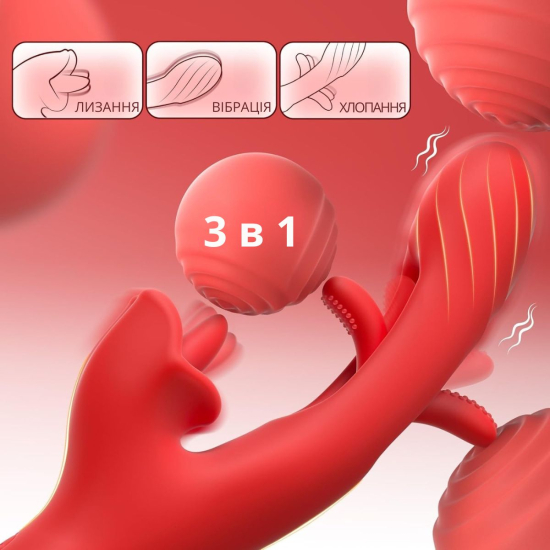 Вібратор I’MCUM Flirt Waves з стимуляцією клітора, 5 режимів лизання, вібрацією та імітацією поштовхів