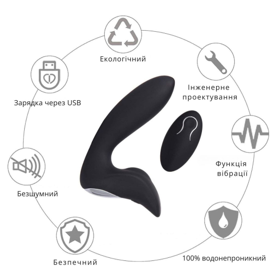Стимулятор простати I’MCUM Prostate Power з пультом управління колір чорний