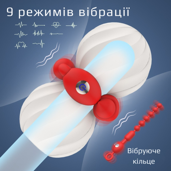 Мастурбатор с подогревом и виброкольцом I'MCUM Hot Squeeze Белый/Красный IM-FJB222