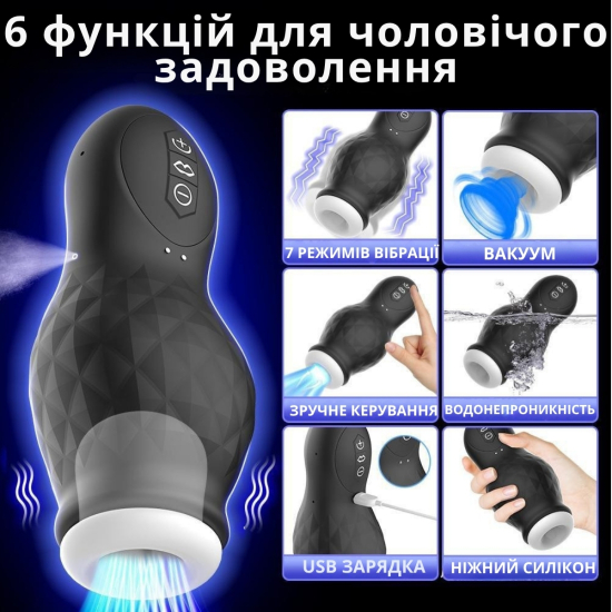 I'MCUM Blow Job vacuum masturbator, 7 vibration and suction modes, Blue (IM-FJB243)