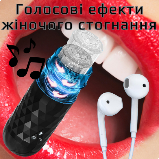Автоматический мастурбатор с ротацией и фрикциями I'MCUM Turbo Cyclone Черный IM-FJB249
