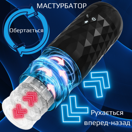 Автоматический мастурбатор с ротацией и фрикциями I'MCUM Turbo Cyclone Черный IM-FJB249