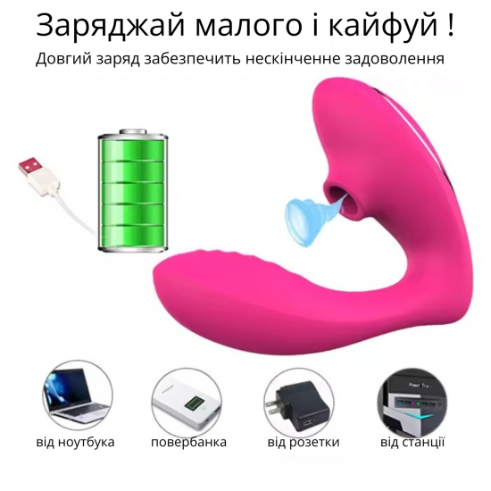 Вибратор с вакуумной стимуляцией I’MCUM DoubleLick Pro Фиолетовый (IM-KCD210-фиолетовый)