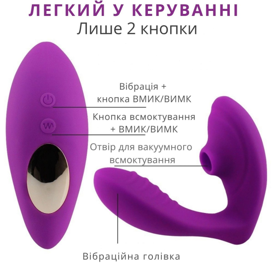 Вибратор I’MCUM Violet Pulse с функцией вакуумного всасывания, 10 режимов вибрации и всасывания, цвет фиолетовый (IM-KCD504)