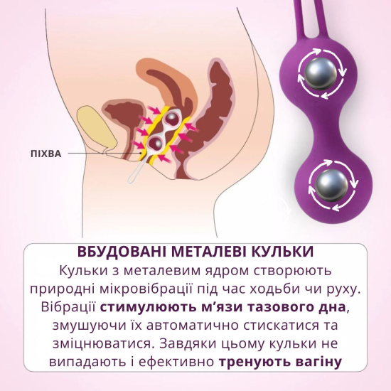 Набор влагалищных шариков Kegel Ball 3 шт, силиконовые, цвет фиолетовый (IM-KGE001)