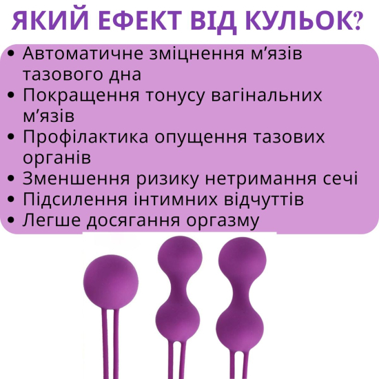 Набор влагалищных шариков Kegel Ball 3 шт, силиконовые, цвет фиолетовый (IM-KGE001)