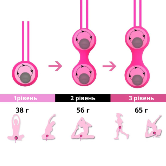 Набор влагалищных шариков Kegel Ball 3 шт, силиконовые, цвет фиолетовый (IM-KGE001)