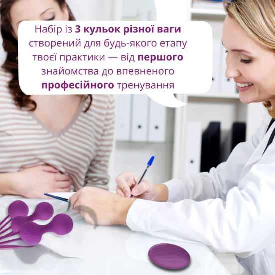 Набор влагалищных шариков Kegel Ball 3 шт, силиконовые, цвет фиолетовый (IM-KGE001)