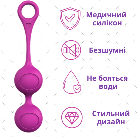 I’MCUM Sweet Heart Vaginal Double Ball for Pelvic Floor Muscle Training, 87 g, purple