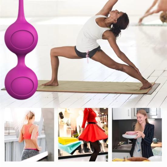 I’MCUM Sweet Heart Vaginal Double Ball for Pelvic Floor Muscle Training, 87 g, purple