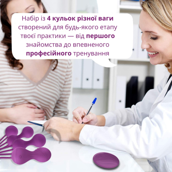 Набор вагинальных шариков I’MCUM Kegel Fit 4 в 1 с виброшариком и пультом управления, цвет фиолетовый (IM-KGE204)