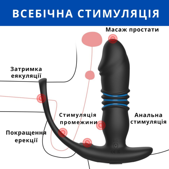 Массажер простаты I’MCUM Prostate Master с 12 режимами вибрации и функцией толчков, черный