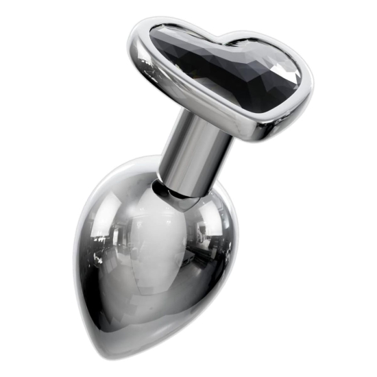 I’MCUM Crystal Heart Metal Butt Plug Size L, with Black Crystal (IM-KGS005_L)